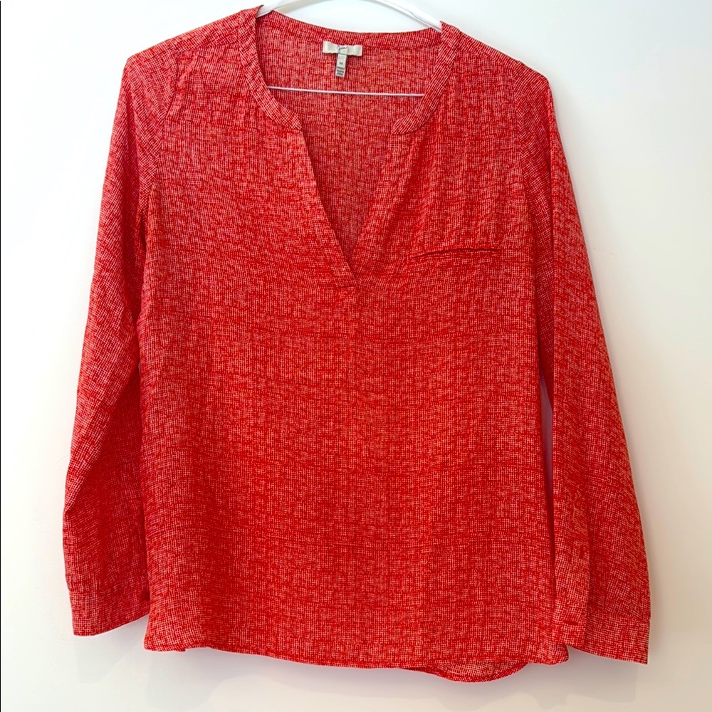 Women's Red V-Neck Top